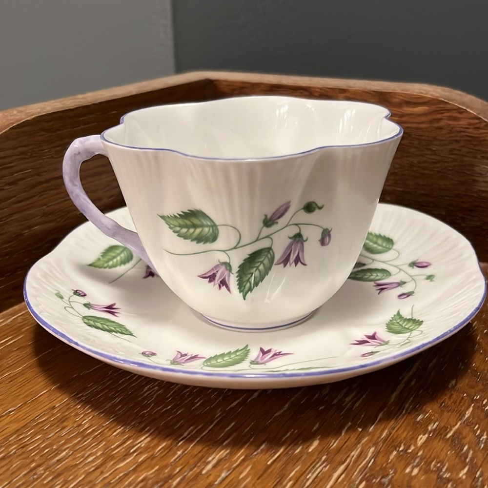 Vintage Bone China Shelley Teacup & Saucer Campanula # 13886 Discontinued